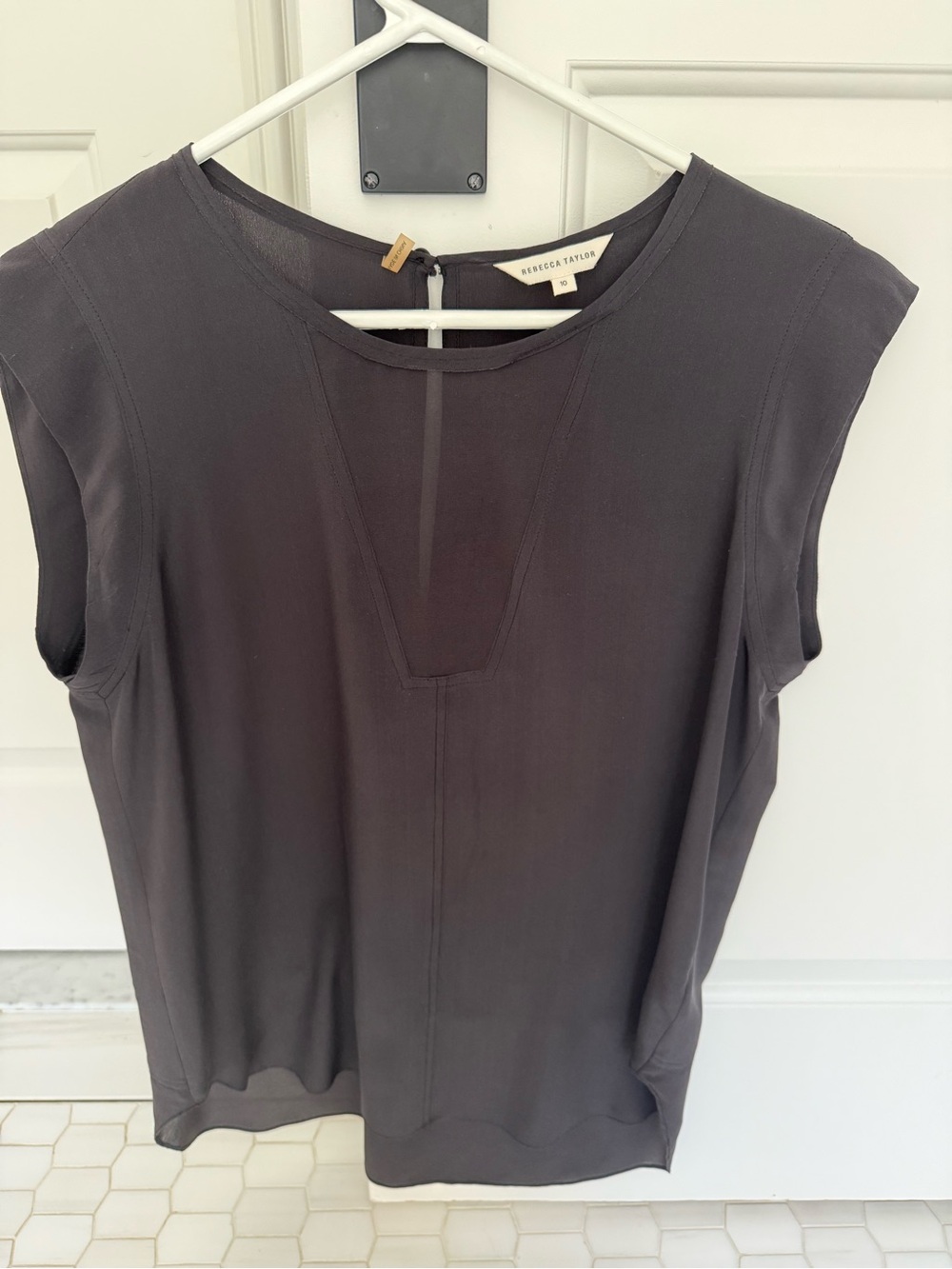 Rebecca Taylor smoky black Sleeveless Silk-Blend Blouse